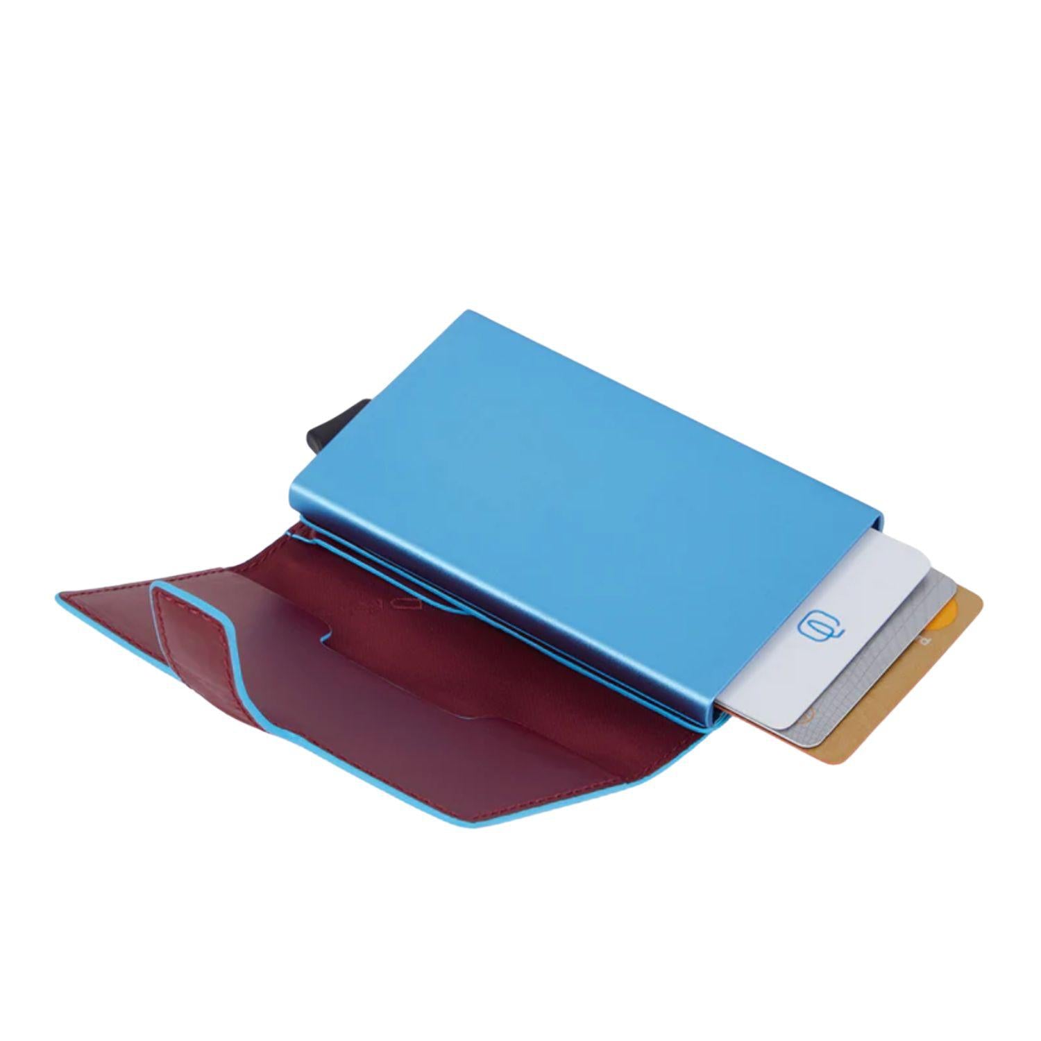 Portacarte in pelle con Bottone, Rosso