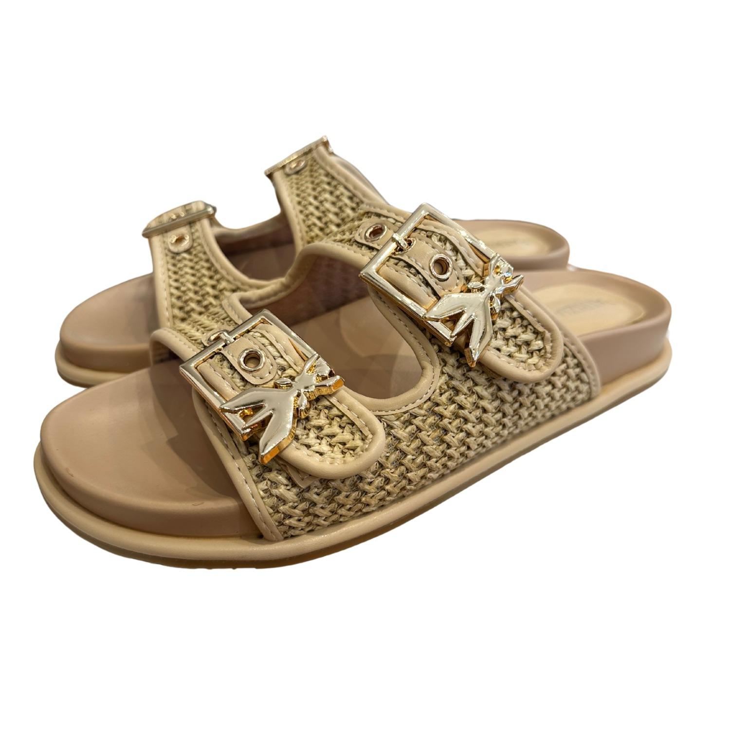 PATRIZIA PEPE - N.35 Ciabatta doppia fascia in rafia, Beige