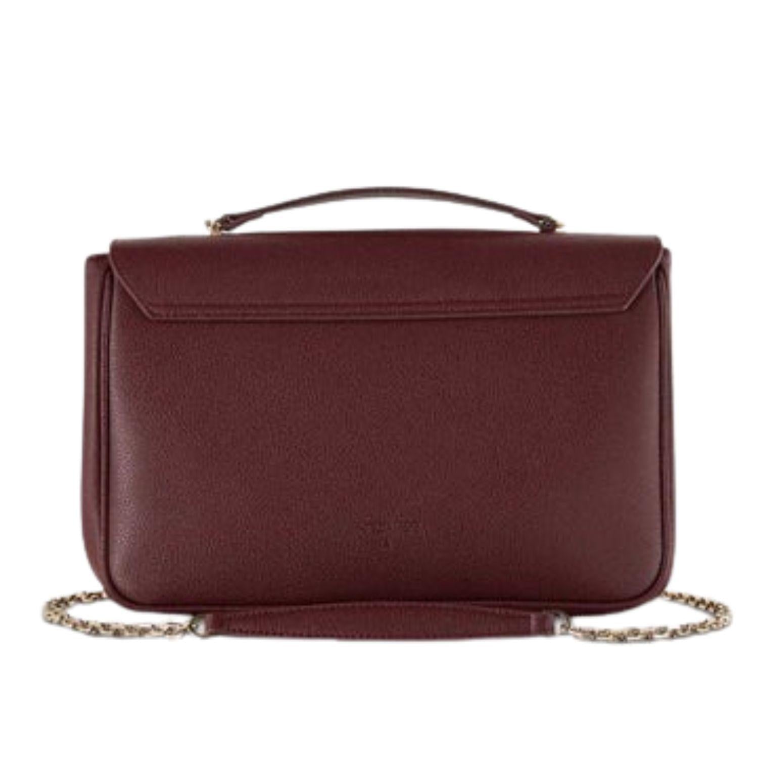 Borsa a tracolla in pelle rigida, Bordeaux